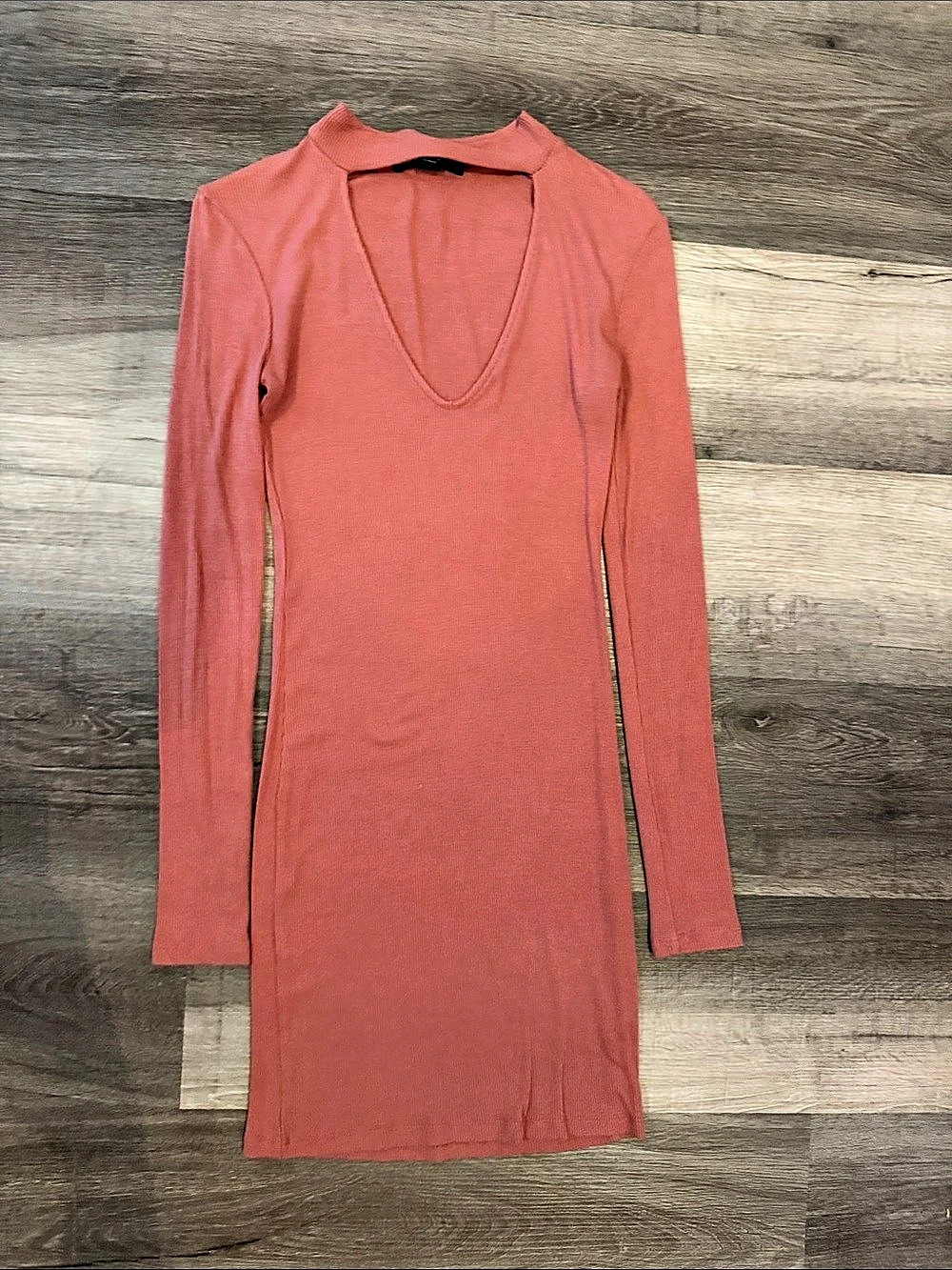 Forever 21 Ribbed V-Neck Mini Dress in Pink Size Small Like New